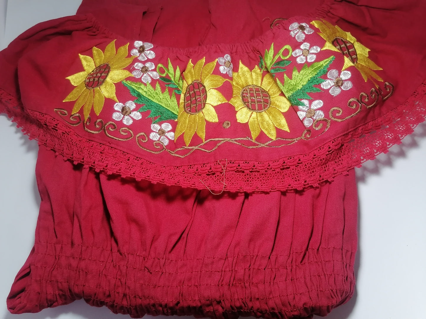 Vestido Rojo Con Girasoles